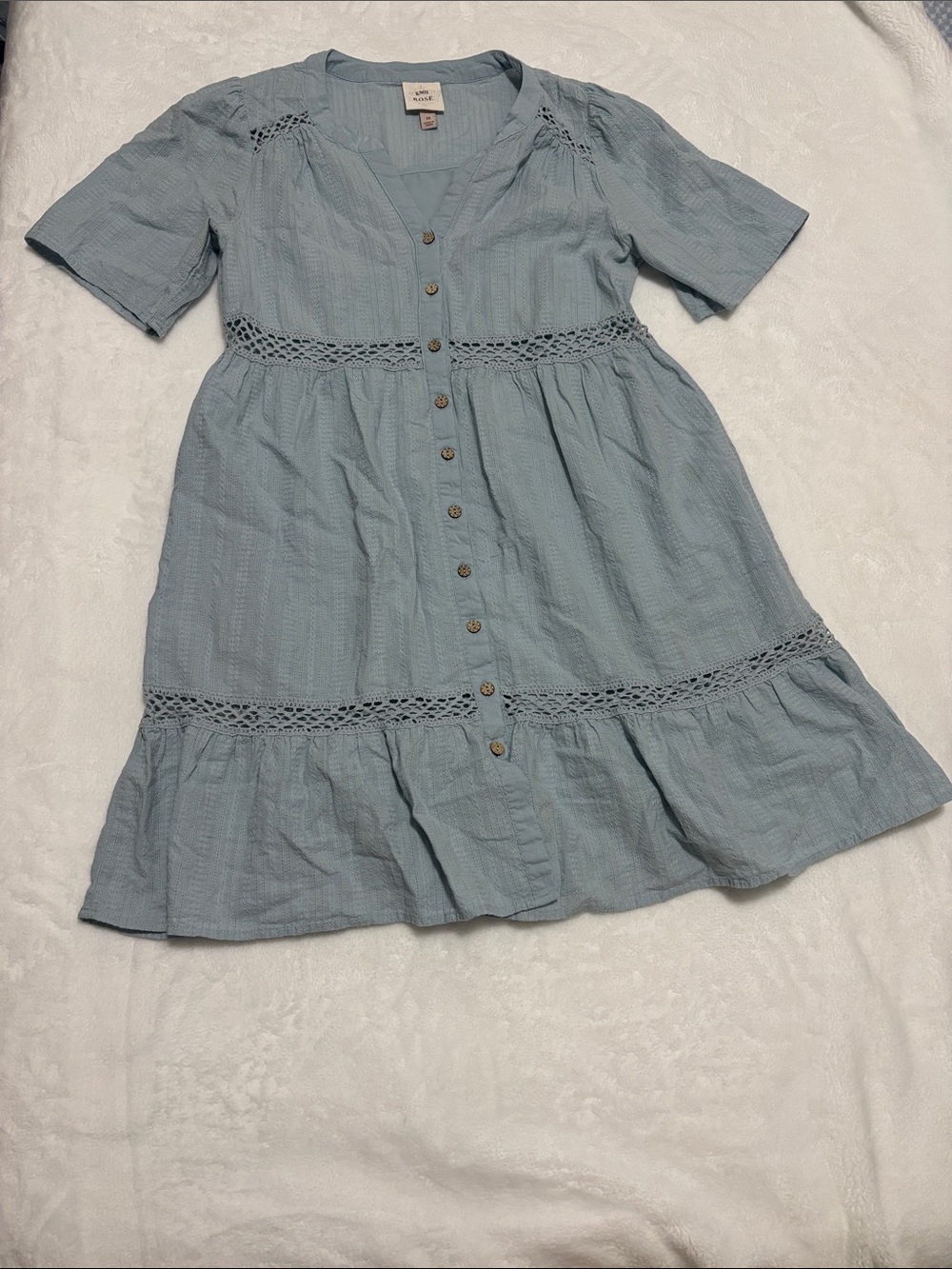 Knox Rose Soft Blue Textured V-Neck Blouse